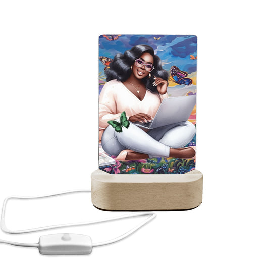 ALIM4U- Black Woman 10 Acrylic Photo Panel with Lighted Stand (Made in Queens)