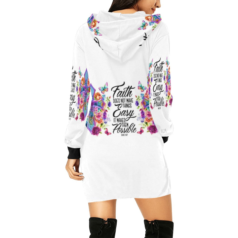 ALIM4U- Faith Women's All Over Print Hoodie Mini Dress(Model H27)