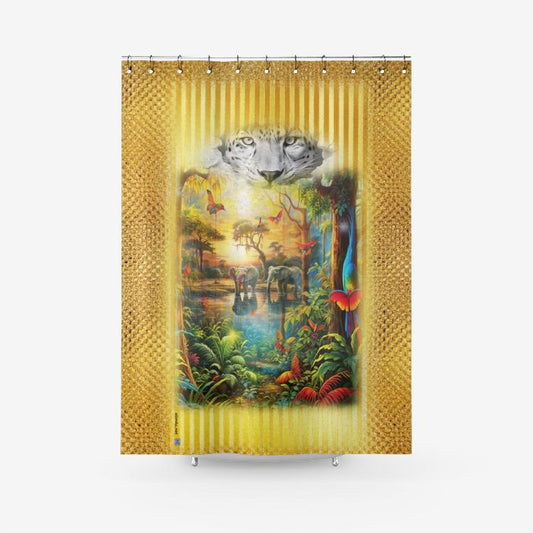 Textured Fabric Shower Curtain Printed Bathroom Curtains