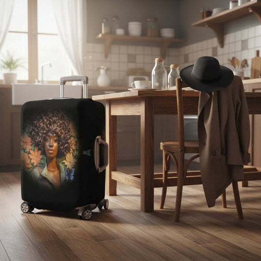 Luggage Cover Large Size Black Woman Wearing Big Hat