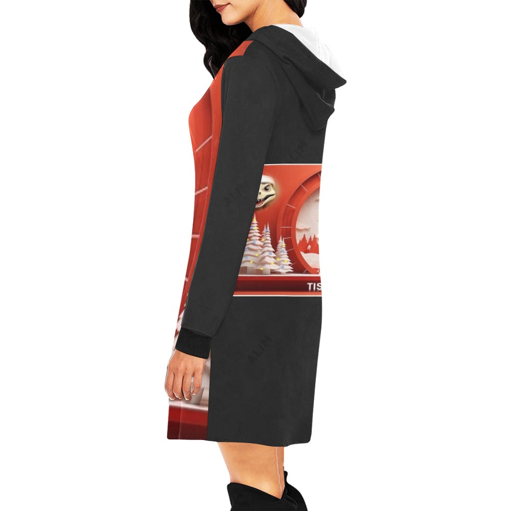 ALIM4U- Tis the Season Christmas Party Women's All Over Print Hoodie Mini Dress(Model H27)