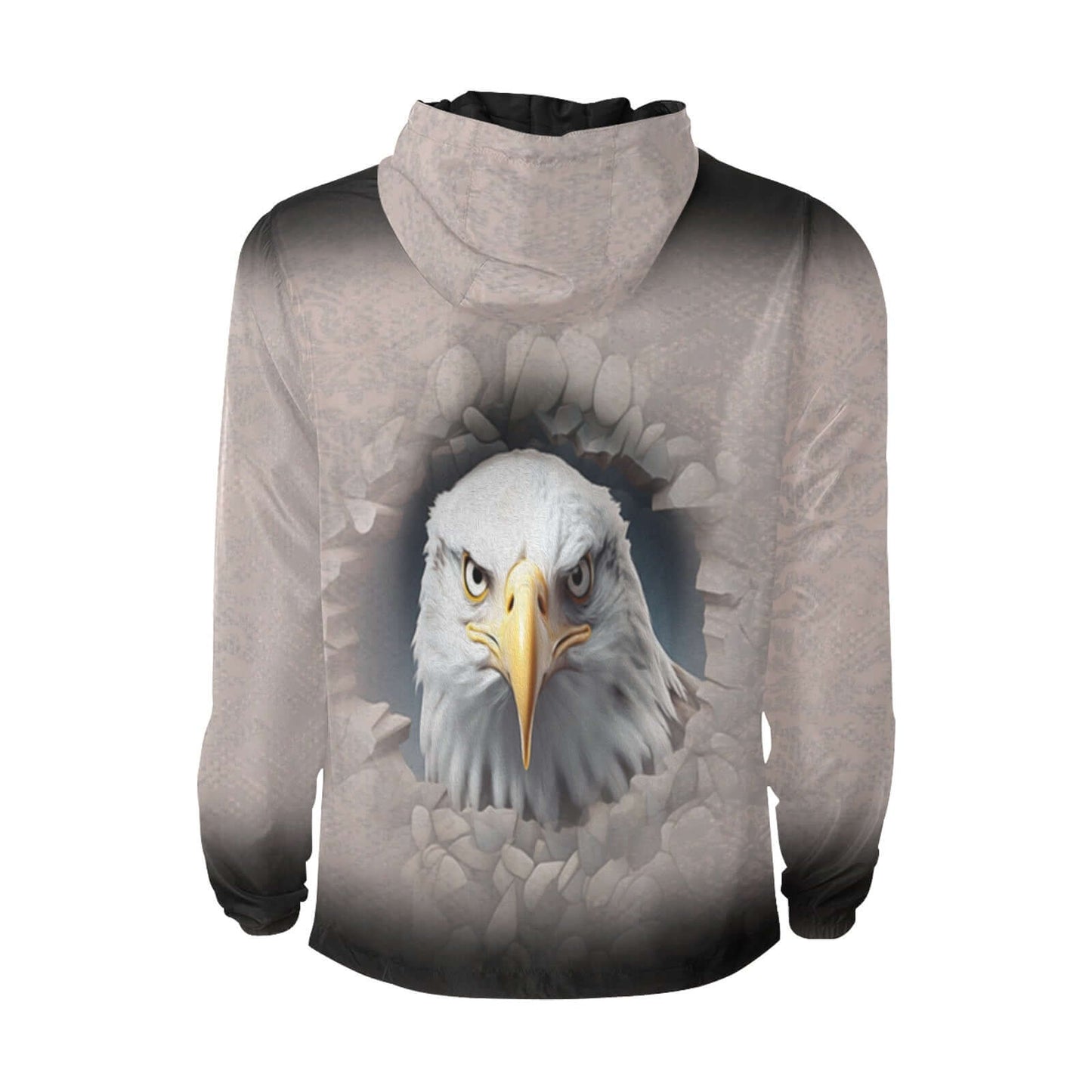 Gray Lightweight Hooded Zip-Up Jacket Bald Eagle Image