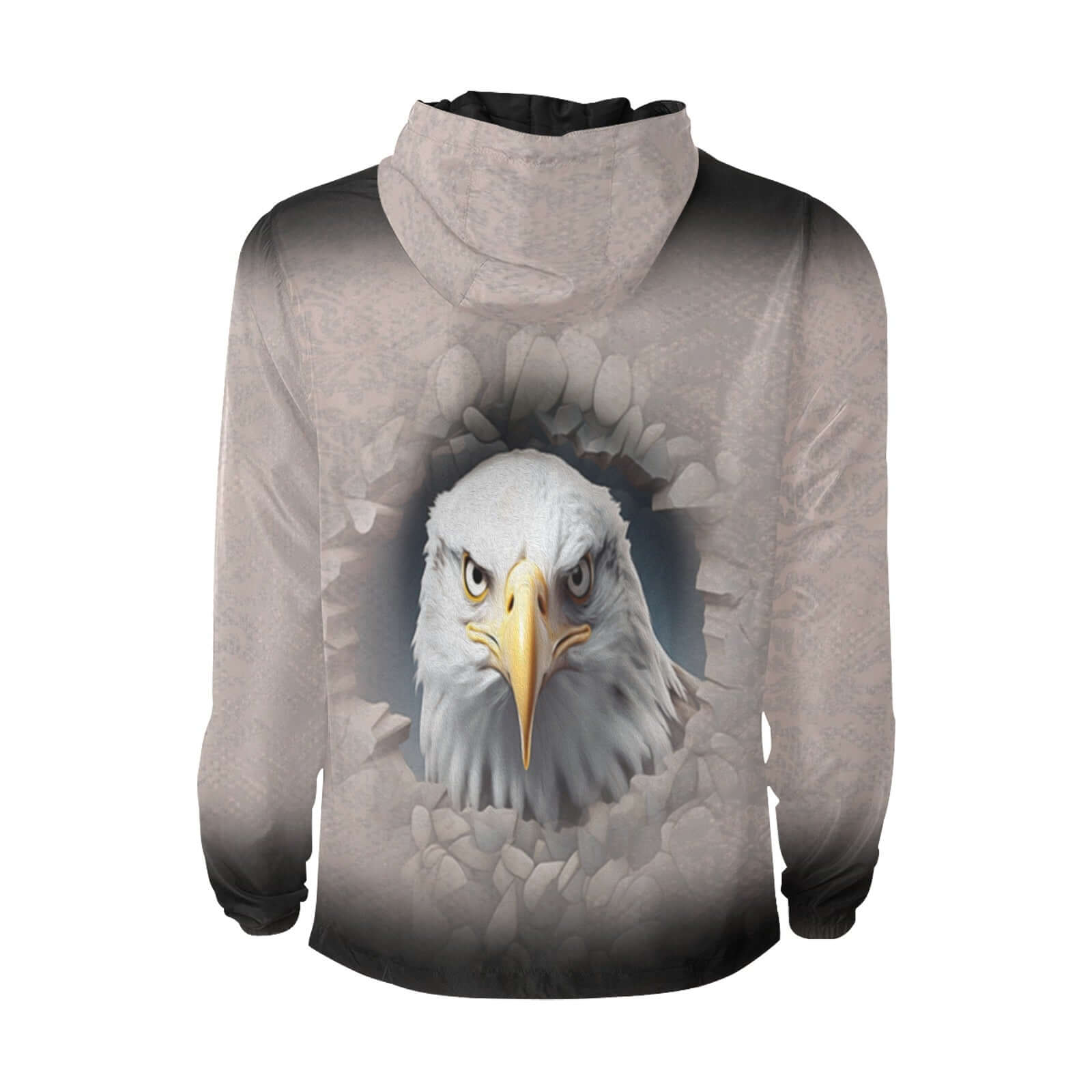Gray Lightweight Hooded Zip-Up Jacket Bald Eagle Image