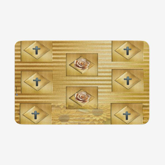 ALIM4U "Golden Cross" Microfiber Chevron Non-Slip Soft Kitchen Mat Bath Rug Doormat