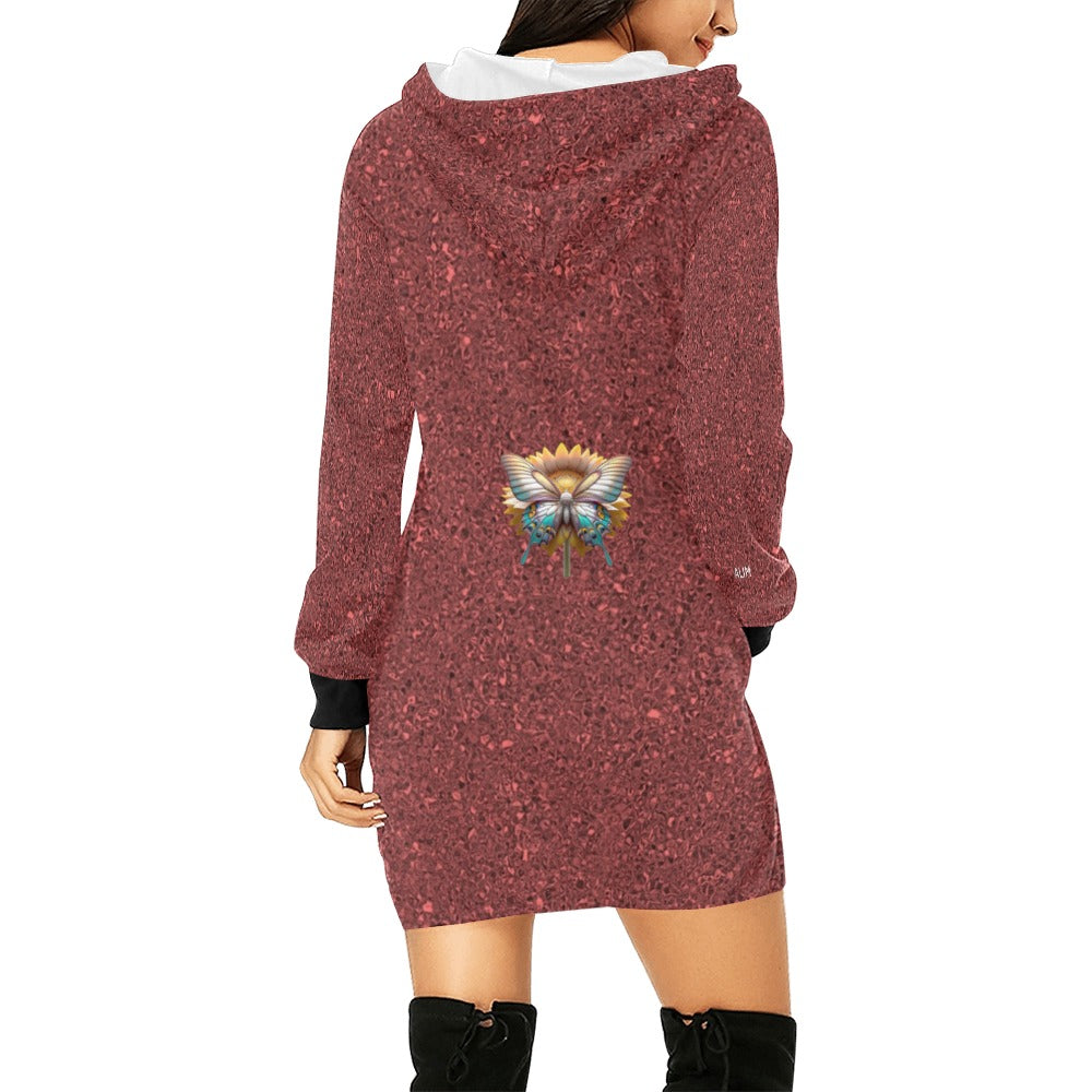 ALIM4U- Black Woman 9 Women's All Over Print Hoodie Mini Dress(Model H27)