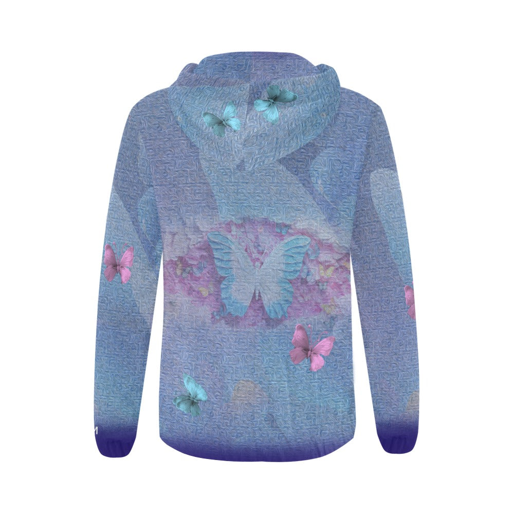 Hoodie with butterfly designs on a white background