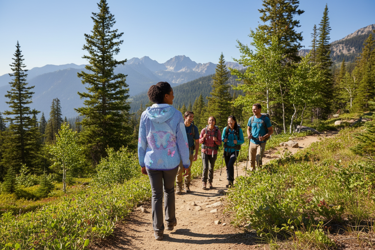 Hoodie with butterfly designs on a white background