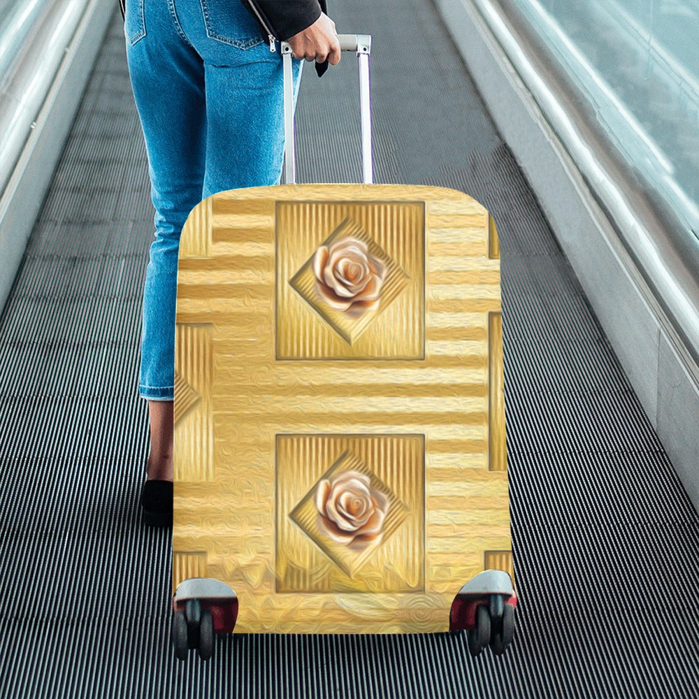 ALIM4U- Roses and Crosses on Gold Luggage Cover (Large Size) (26"-28")