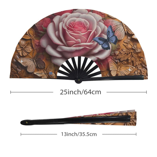 Folding Clack Fan 36 multi colored floral butterflies 