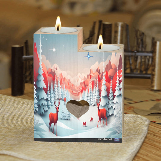 ALIM4U- Snow Drift Wooden Heart Candle Holder