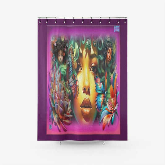 ALIM4u "Blossom" Textured Fabric Shower Curtain Printed Bathroom Curtains