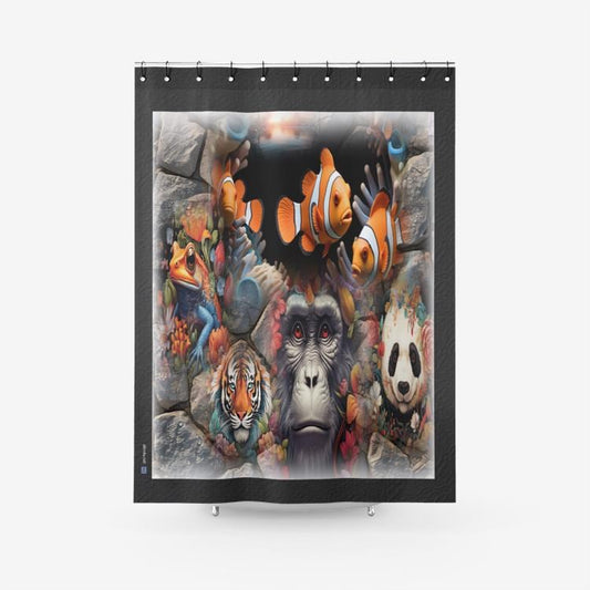 ALIM4U "Sea Island Rocks" Textured Fabric Shower Curtain Printed Bathroom Curtains