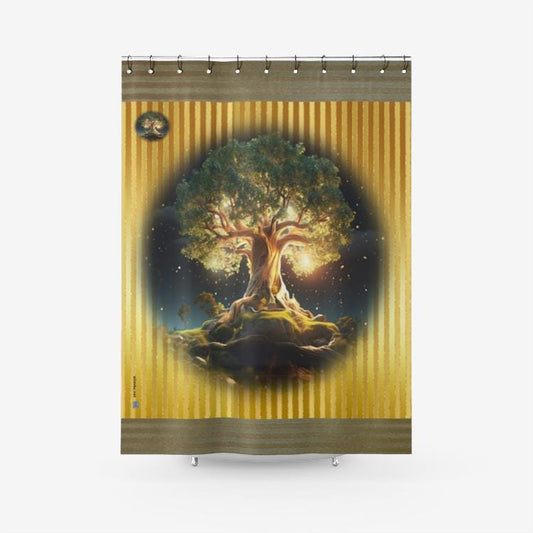 ALIM4U "Tree Burst" Textured Fabric Shower Curtain Printed Bathroom Curtains
