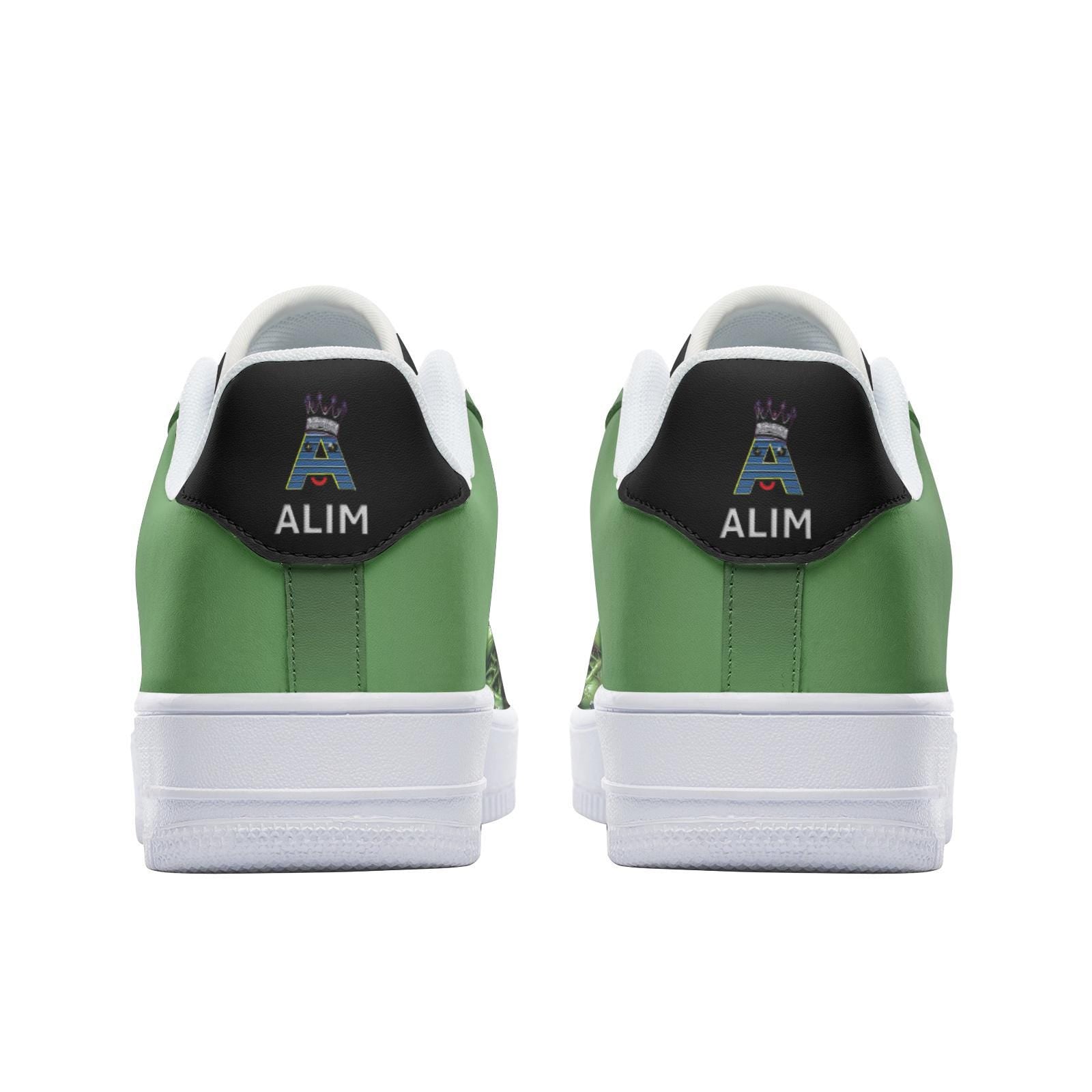 ALIM4U "Mean Green" Unisex Low Top Leather Sneakers
