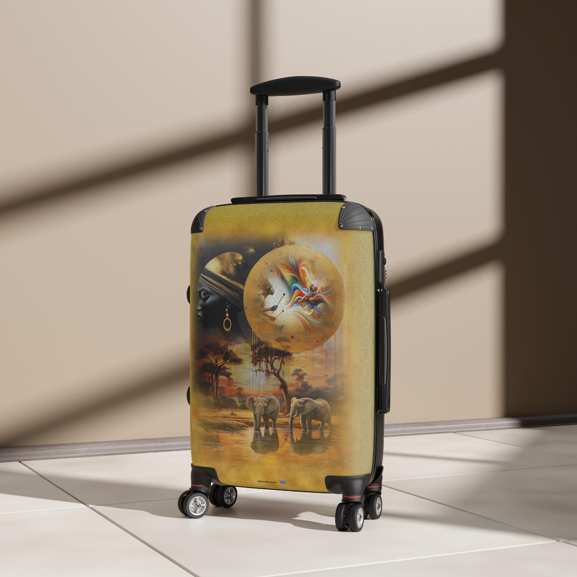 Suitcases, African Sunset Drummer Woman Headdress, Travel Luggage Bag, Weekend Getaway, Wanderlust Gift, Vacation Souvenir, African Safari