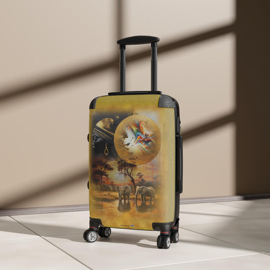 Suitcases, African Sunset Drummer Woman Headdress, Travel Luggage Bag, Weekend Getaway, Wanderlust Gift, Vacation Souvenir, African Safari