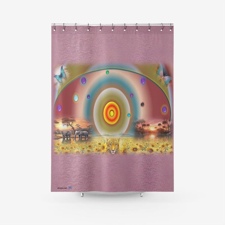 ALIM4U "Spot" Textured Fabric Shower Curtain Printed Bathroom Curtains