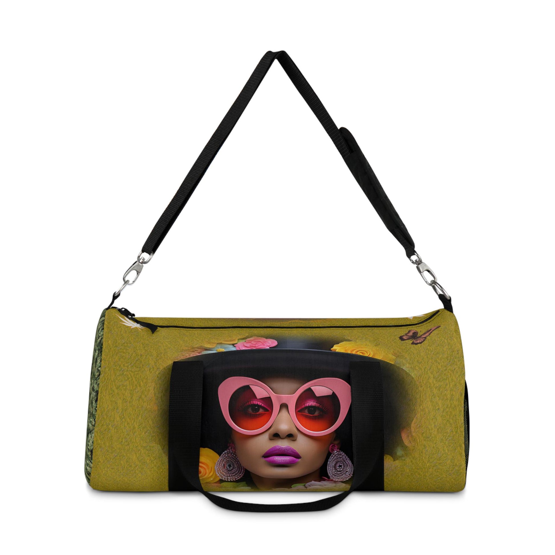ALIM4U- Golden Sunset Marijuana Duffel Bag, Black Girls Smoke Field of Trees, Weed Lovers Carryall, Cannabis Travel Tote