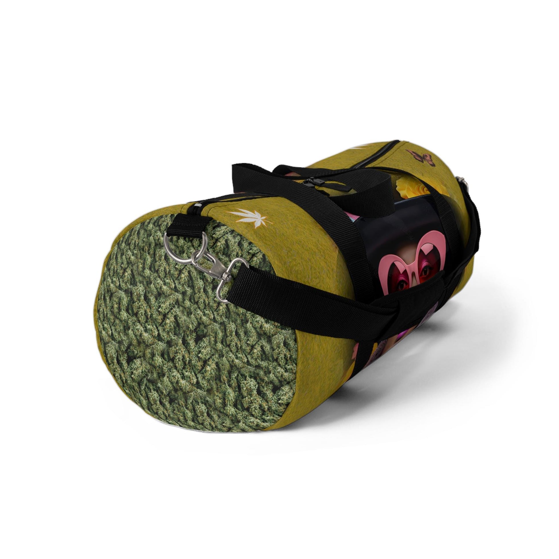 ALIM4U- Golden Sunset Marijuana Duffel Bag, Black Girls Smoke Field of Trees, Weed Lovers Carryall, Cannabis Travel Tote