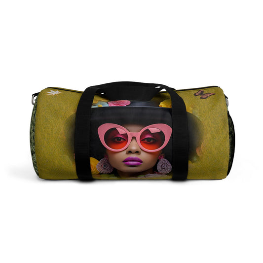 ALIM4U- Golden Sunset Marijuana Duffel Bag, Black Girls Smoke Field of Trees, Weed Lovers Carryall, Cannabis Travel Tote