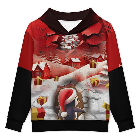 ALIM4U Christmas Children's Hooded Sweatshirt without Drawstrings
