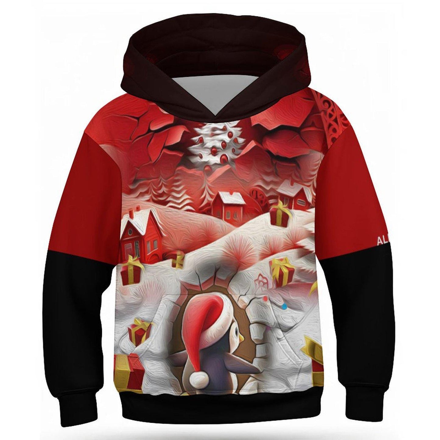 ALIM4U Christmas Children's Hooded Sweatshirt without Drawstrings